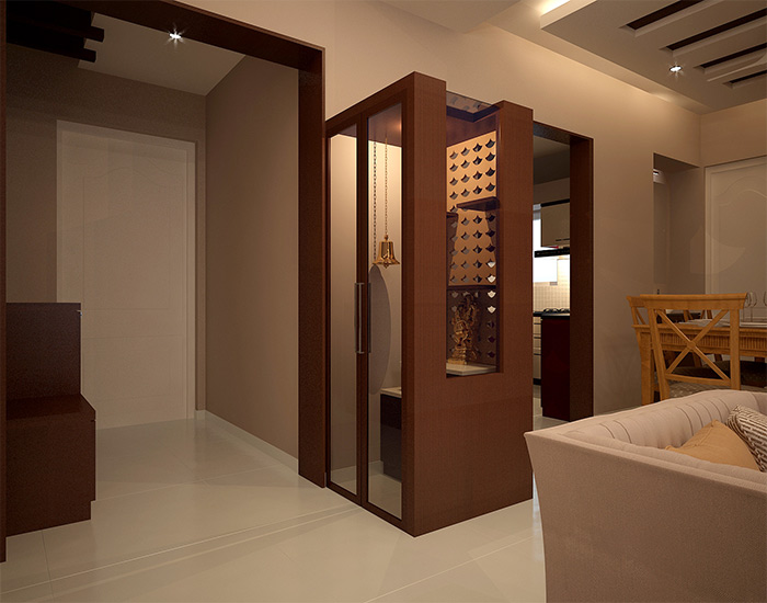 Pooja room interior designed by Inland Indoors