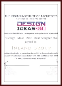 Design Ideas 2018 award for best-designed stall presented to Inland Group, recognizing excellence in interiors in Mangalore