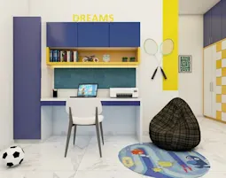 Vibrant kids room by Top Interiors in Mangalore, featuring colorful décor, smart storage, a study area, and a playful design.